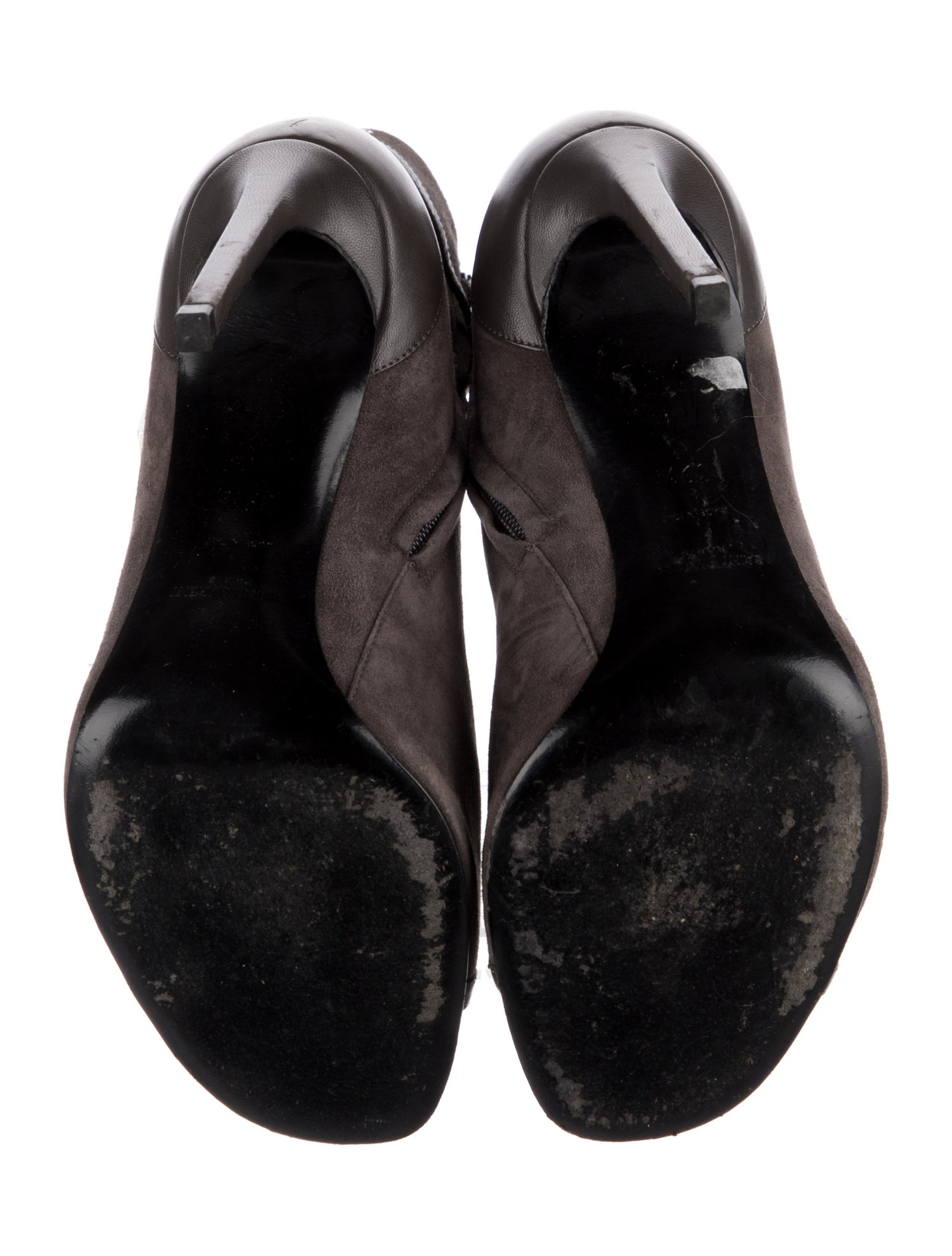 Saint Laurent Suede Leather Trim Embellishment Lace-Up Boots